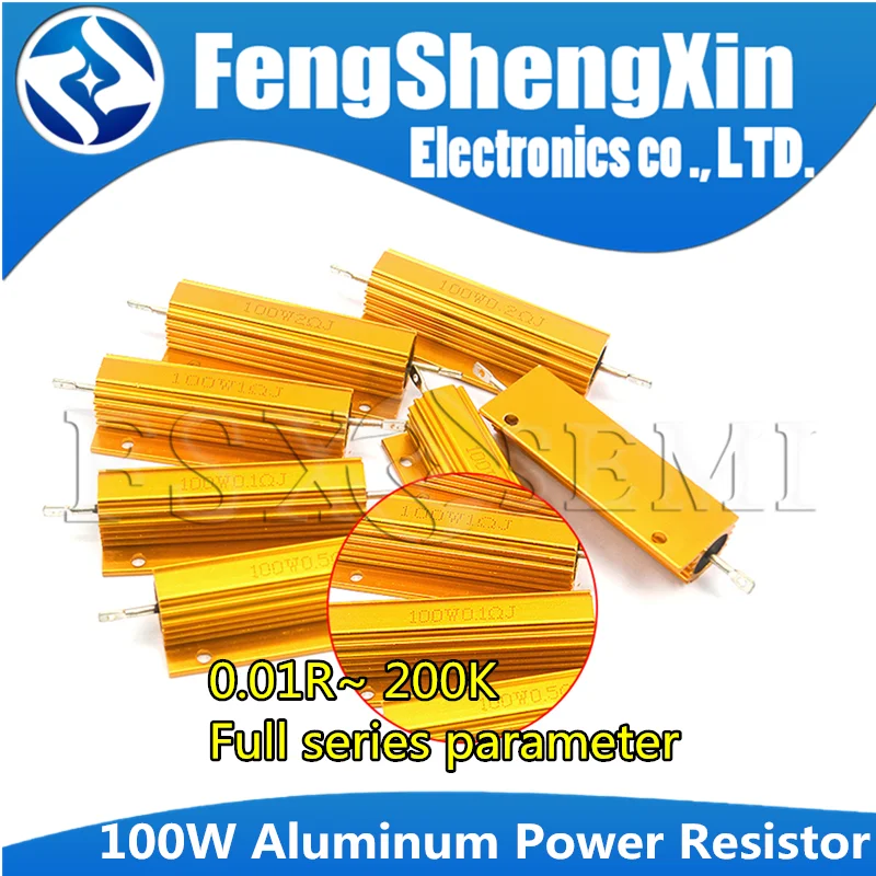 High-Power Aluminum Wirewound Resistor with Metal Shell (100W, 0.01~200K Ohm Range)