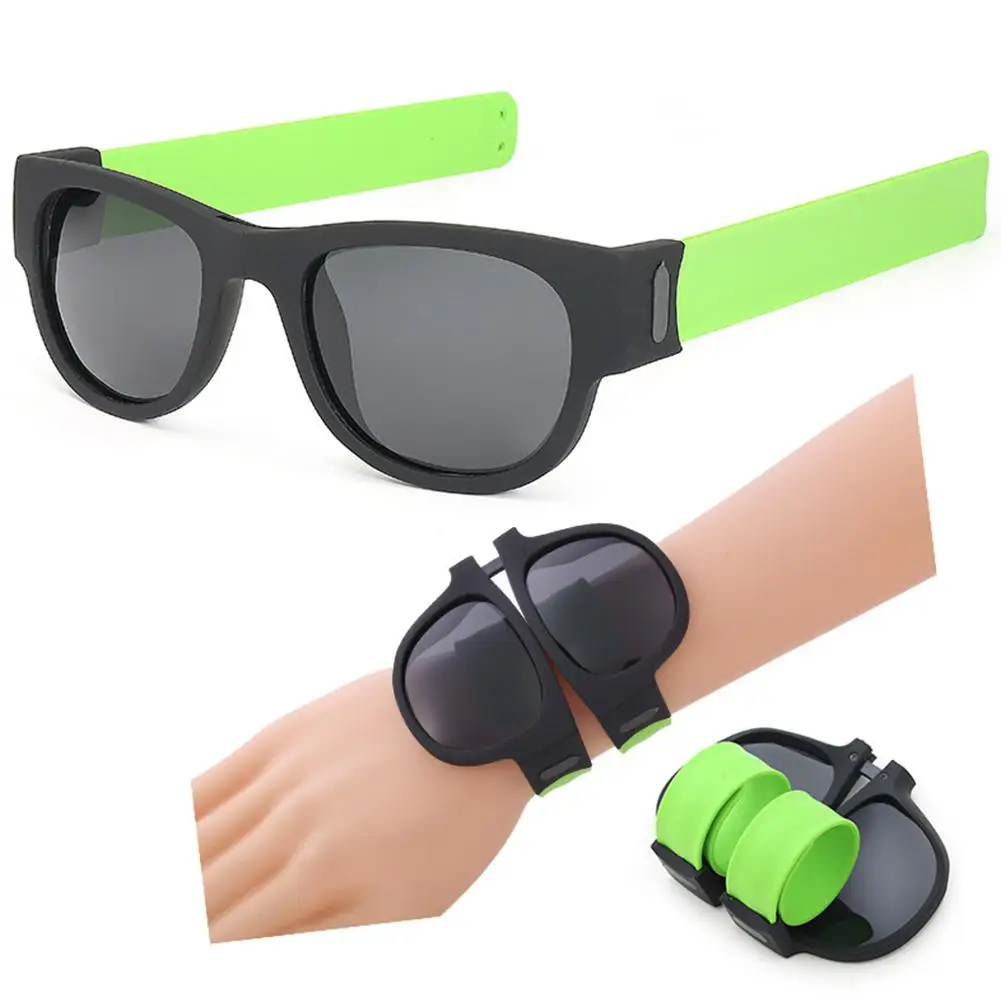 Black frame green Kuulee Силиконовое кольцо очки наручные очки складные поляризационные очки - Цвет: Black frame green