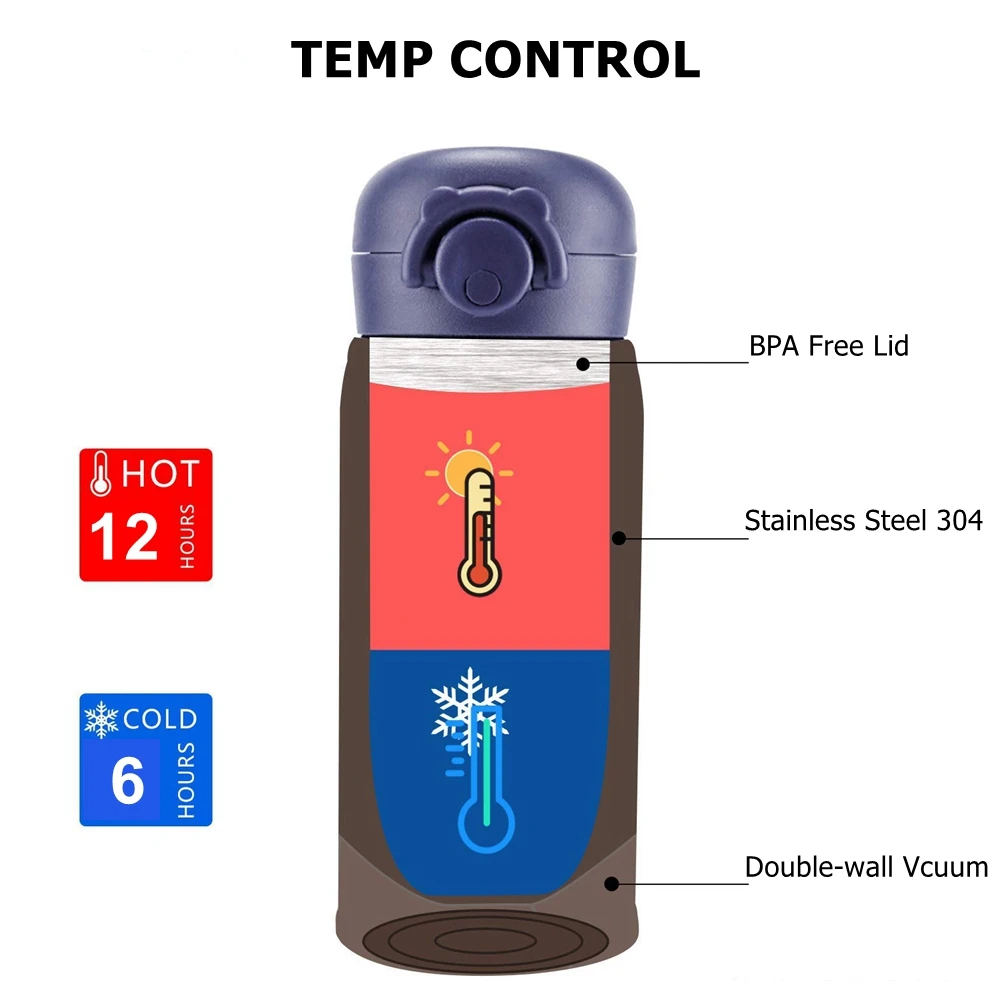 PULISI термосы Термосы чашки для горячих и холодных напитков 304 нержавеющая сталь Изолированная герметичная 500 мл детская Термокружка