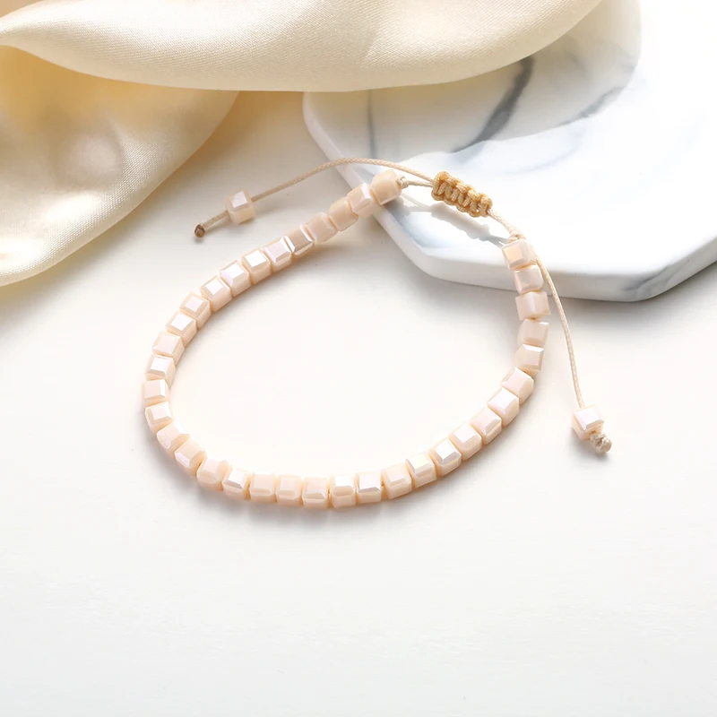 1 pcs adjustable length cubic crystal beaded bracelets for women handmade jewelry
