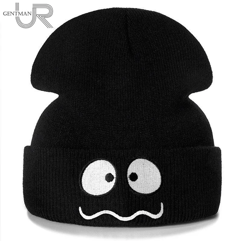 New Unisex Cartoon Emoticons Embroidery Beanie Casual Winter Hats For Men Women Fashion Warm Knitted Hat | Аксессуары для одежды