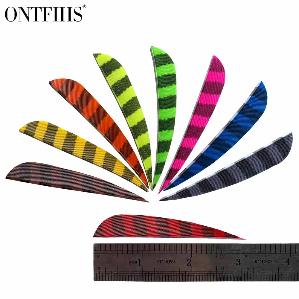 

24 pcs ONTFIHS 3" Turkey Feather for Arrow Water Drop Fletching Striped Feathers Archery Hunting Achery Accessories