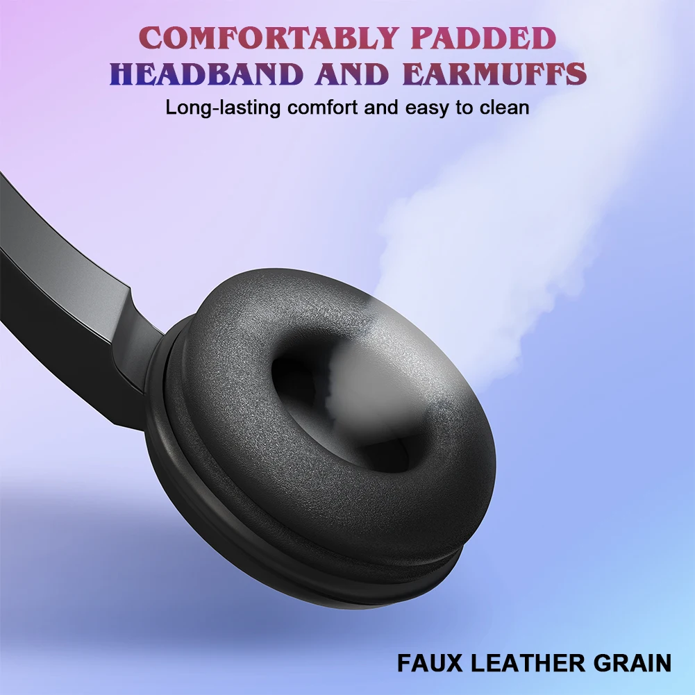 USB Headset with Microphone and In Line Control On Ear Headphone for Gaming Skype Office Conference
