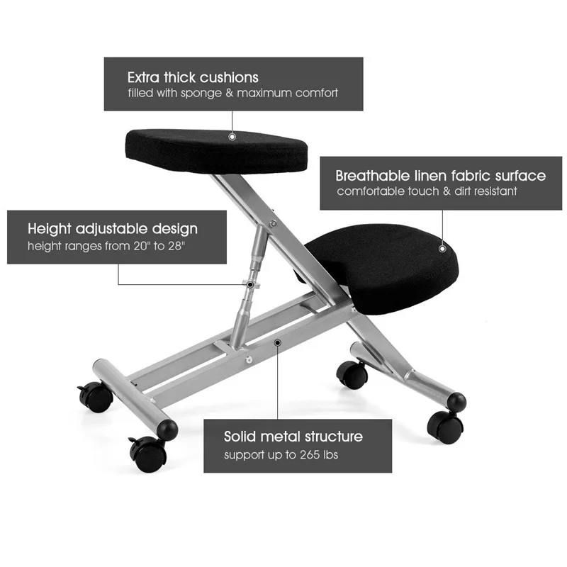 Costway Adjustable Height Ergonomic Kneeling Chair Rolling Padded Seat Office Chair Desk Chair Sillas Office Furniture HW60318 Costway Adjustable Height Ergonomic Kneeling Chair Rolling Padded Seat Office Chair Desk Chair Sillas Office Furniture HW60318