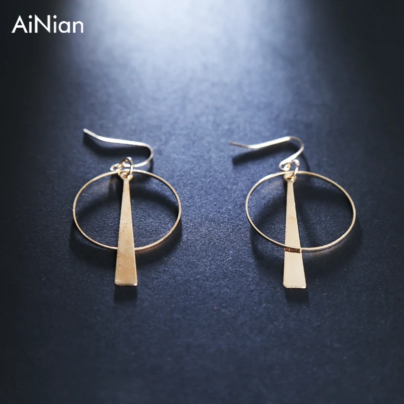 

South Korea Earrings Jewelry Temperament Simple Retro Long Circle Ear Line Geometric Earrings For Women Statement Earrings