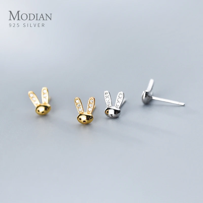 

Modian Trendy 925 Sterling Silver Mini Rabbit Anti-Allergy Stud Earring for Women Korea Style Tiny Ear Pin Fine Jewelry Brincos
