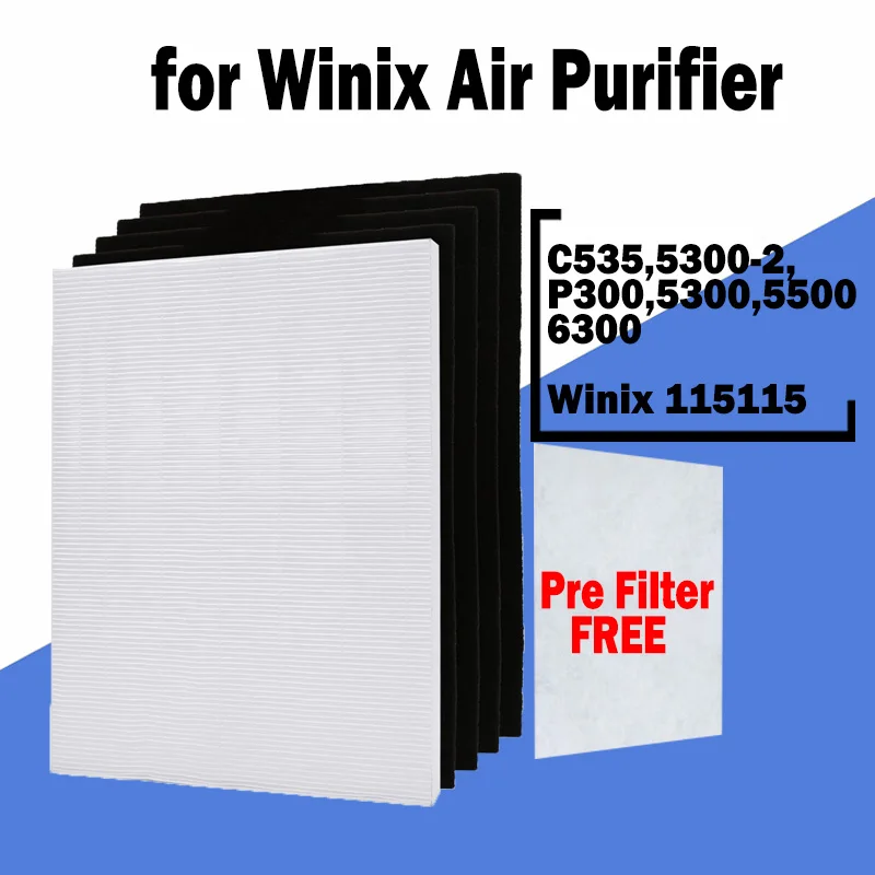 Substituição Ativado Filtros de Carvão ar Filtro Elemento Grupo Tela de Filtro Hepa Substituição Fit Winix 115115 C53553002p300