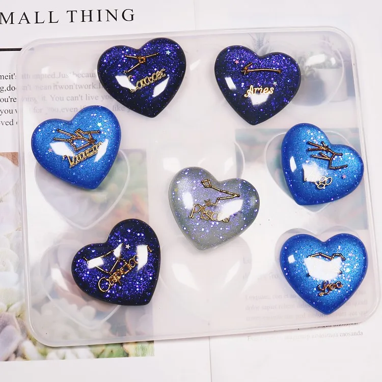 9 Cavity Bright Heart Epoxy Cabochon Pendant Mirror Craft Love Gift Jewelry Making Resin Casting Silicone Molds Baking Tool | Дом и сад