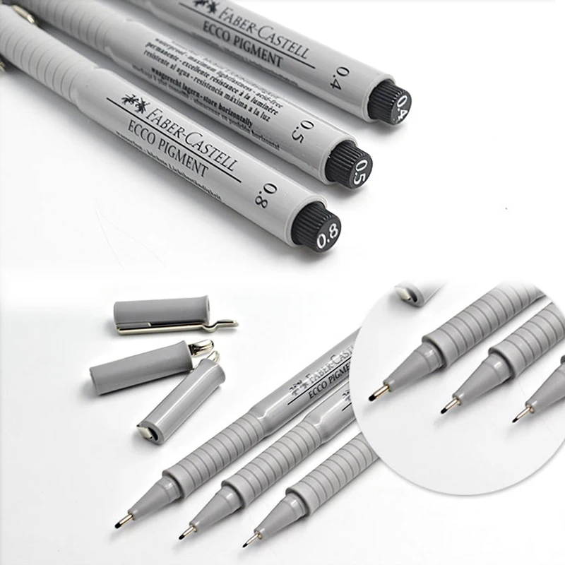 FABER CASTELL Fineliner Pigment Liner Waterproof Black Ink 0.1 0.3 0.4 0.5 0.6 0.7 0.8mm Sketch Drawing Pen Manga Design|drawing pen|pigment linersketching manga AliExpress