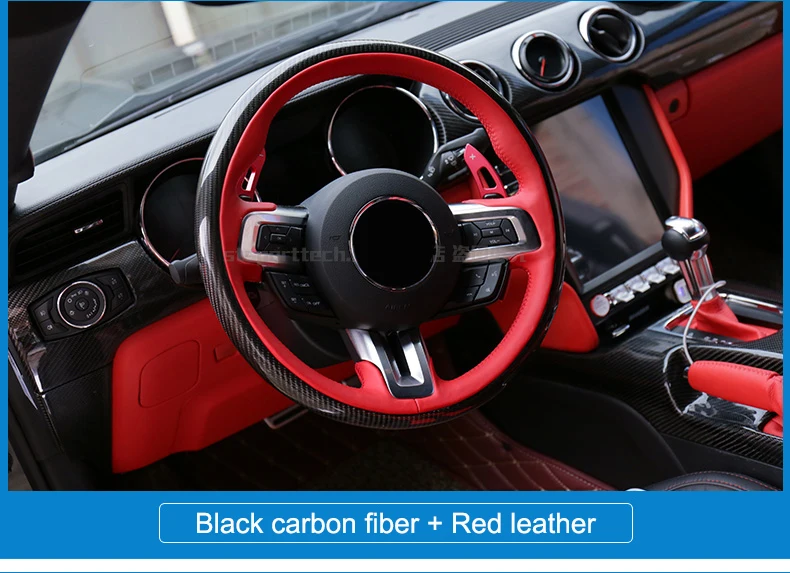 QHCP руль заказной углеродного волокна коровьей кожи замши для Ford Mustang автомобильные аксессуары Руль