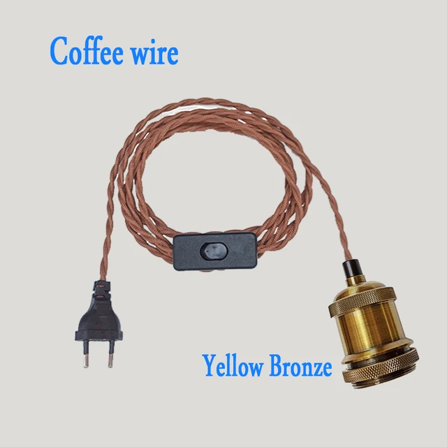 Vintage Power Cords EU Plug With Line Switch E27 LED Lights Edison Bulbs Incandescent Lamps Socket Twisted Wire Cord Lamp Hoder coffee E