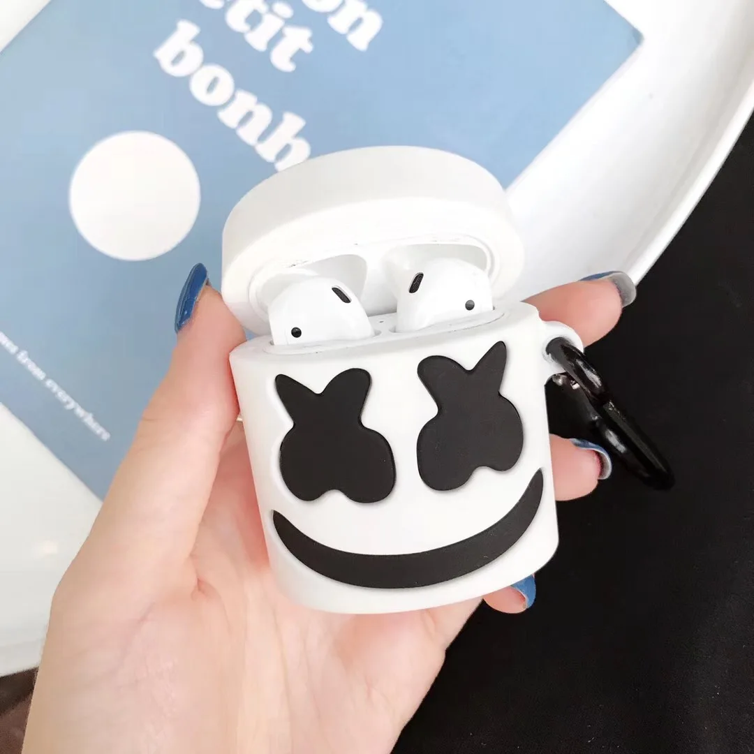 Для Airpdos 1 2 Music DJ Marshmallow электроакустическая крышка беспроводной bluetooth гарнитура чехол для iPhone 3D Силиконовый карабин