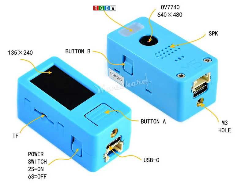 M5StickV K210 AI камера, идеально подходит для машинного зрения, использовать для распознавания лица, идентификации объекта, Классификация цвета