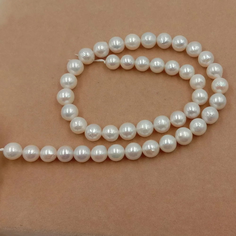 16 inch ,8-9mm white big round nature freshwater pearl ,100% natural freshwater loose pearl with round, high luster in strand