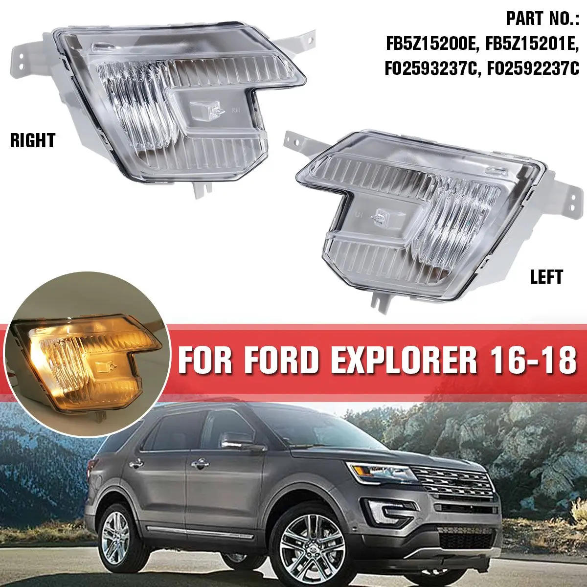 1/2 предмета в комплекте левая и правая сторона туман светильник для Ford Explorer- для полицейский перехватчик утилита база- FB5Z15200E