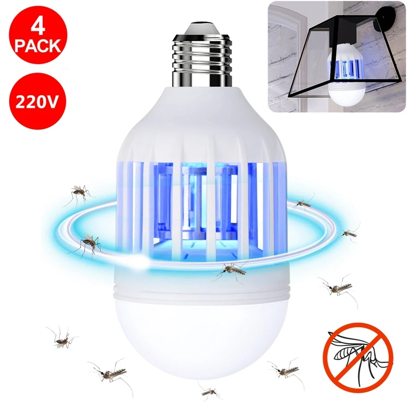 

4PCS 220V 2 in 1 Light Zapper LED Lightbulb Mosquito Fly Insect Killer Bulb Lamp