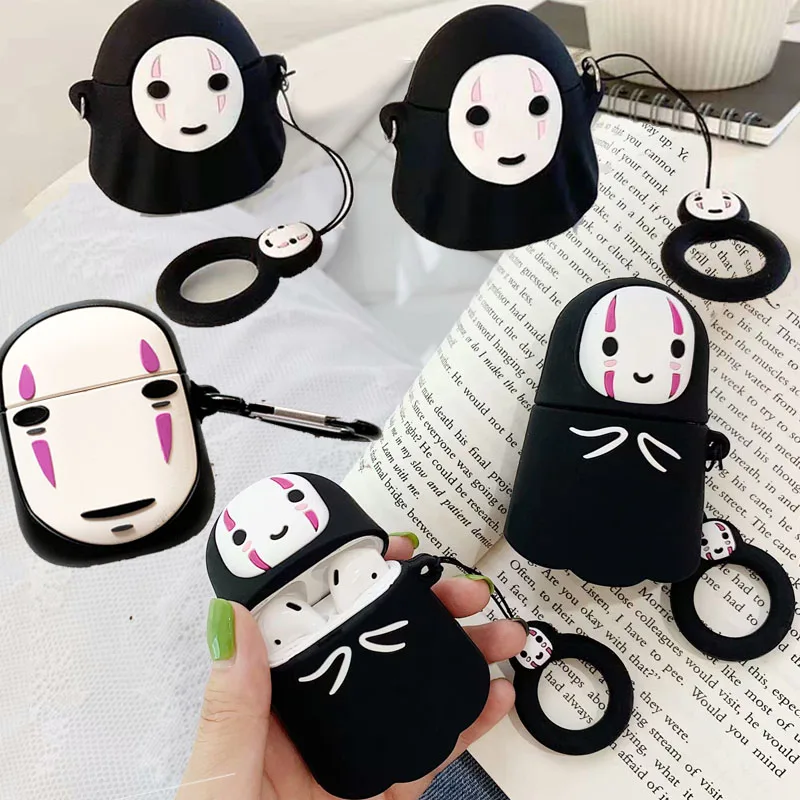 

For Apple AirPods Case 3D Cute Kawaii Anime Cartoon Faceless Man No Face Man Wireless Earphone Headphone Cover for Airpods 2