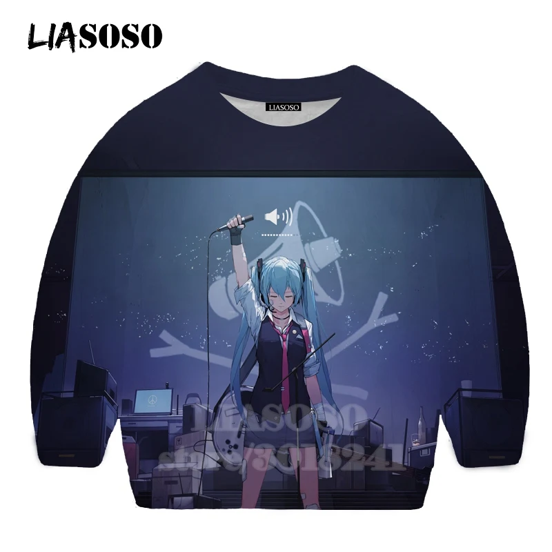 LIASOSO детей толстовки 3D принт аниме девочка Hatsune Толстовка Miku детская модная футболка для мальчиков и девочек с принтом и круглым вырезом, топ, Детский свитер для подростков B174-3 - Цвет: 4