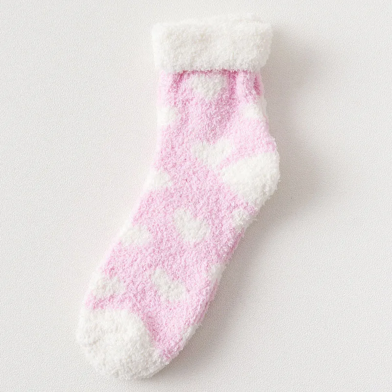 LOVE pink Популярные пушистые яркие теплые женские милые зимние повседневные толстые женские теплые носки Kawaii короткие милые хлопковые махровые носки для женщин - Цвет: LOVE pink