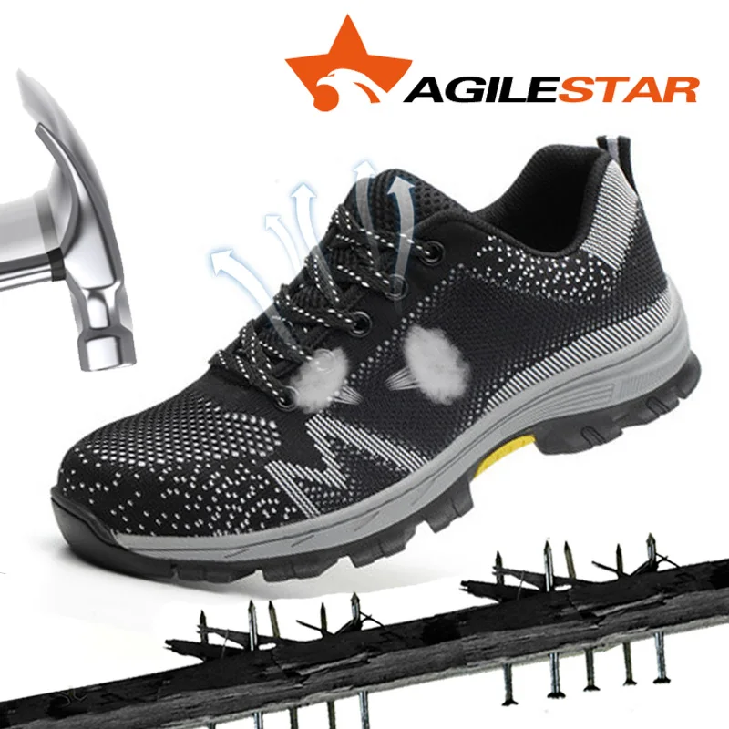 

Men Steel Nose Safety Work Shoes Lightweight Breathable Reflective Sport style Casual Sneaker Prevent piercing Protective boots