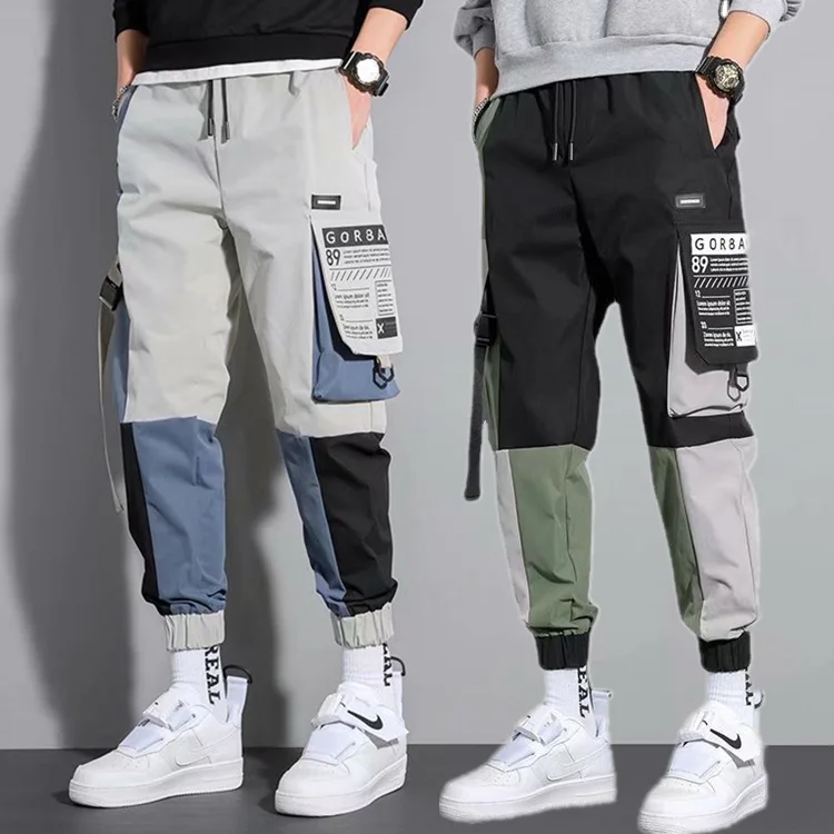 ICCLEK Spring and Autumn Tie-foot Overalls Men's Casual Pants Student Loose Casual New Pants Cargo Pants Men