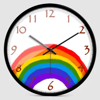 

Cartoon Rainbow Wall Clock Modern Design Living Room Kids Watch Art Fashion Bedroom Silent Zegar Na Sciane Quartz Clocks LL60WC