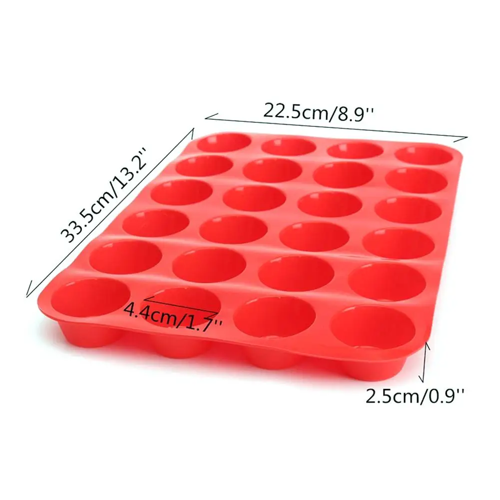 Integrated 24-hole Multi-cell Circular Silicone Muffin Cup Mold Jelly Biscuit Baking Pan Cake Baking Mold Kitchen Bakery Baking