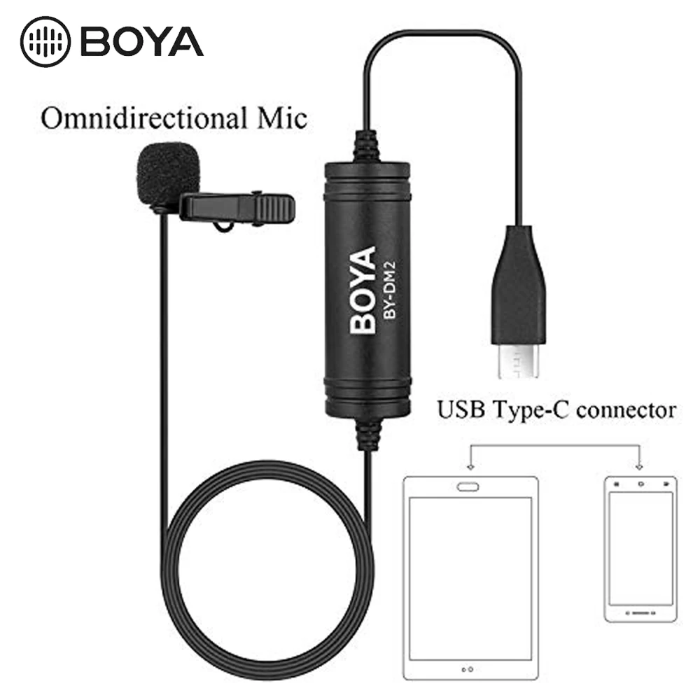 BOYA BY-DM2 Lavalier конденсаторный микрофон type-C порт интервью Vlogging всенаправленный микрофон для мобильного телефона Android