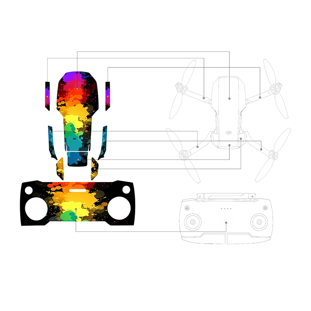 Buy 6PCS PVC Stickers For DJI MAVIC MINI Waterproof Scratch-resistant Sun Protection Film Drone Decoration Colorful Accessories