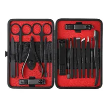 Нержавеющая сталь Черный 18 шт. набор клипер для ногтей Набор для украшения бровей Личный Уход Инструмент для ногтей клипер для ногтей набор