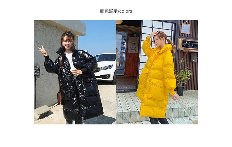 Oversized jacket women Thick Winter Warm Coat Long Down jacket Parka Glossy Thick cotton Jacket Winter Coat Women Windbreaker