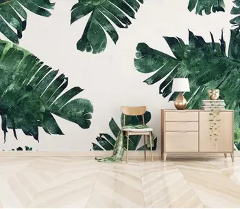 

CJSIR Custom Wallpaper Southeast Asia Hand-painted Banana Leaf Plant Photo Background Wall Murals Silk Cloth 3d Wallpaper