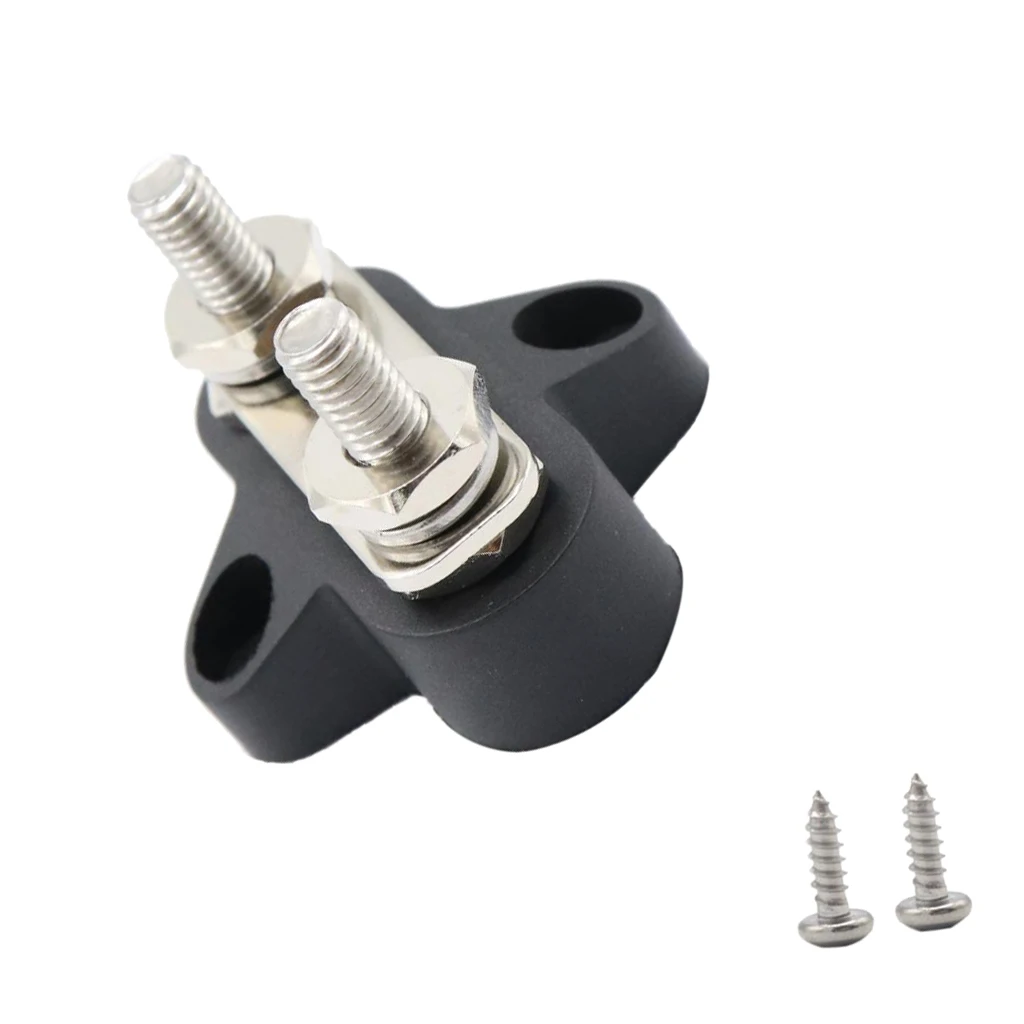 Car Bus Bar Terminal Block - M6 (1/4'') Power Distribution Block for Truck RV Boat, Heavy Duty Stainless Steel - Black