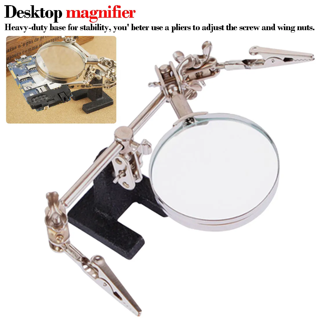

Welding Magnifying Glass Auxiliary Clip Loupe Desktop Magnifier Third Hand Soldering Repair Tool