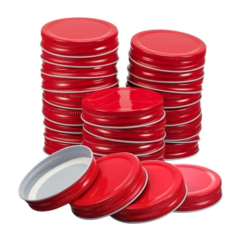 

30 Packs Mason Jar Lids Regular Mouth Leak Proof Secure Mason Storage Solid Caps Mason Canning Jars Lids (Red)