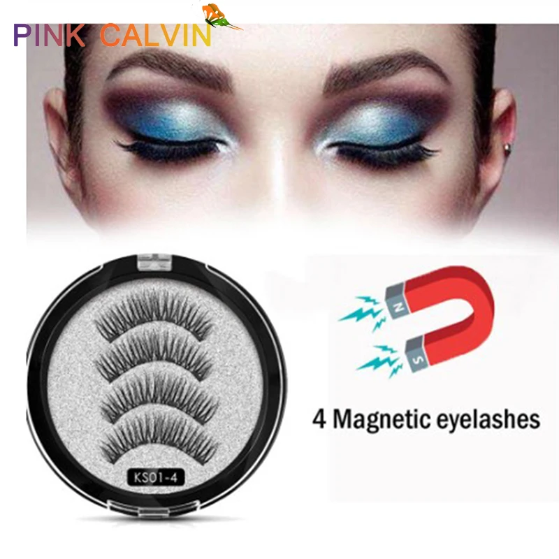 

Magnetic eyelashes with 4 magnets handmade 3D magnetic lashes natural false eyelash magnet lash with gift box 34