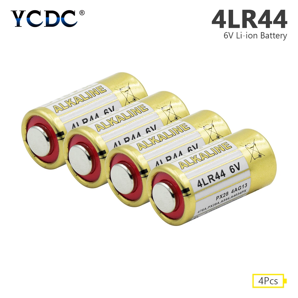 YCDC 4 шт. 4LR44 6V 150 мА/ч, сухой щелочной Батарея для дрессировки собак воротники A544 4034PX PX28A 4G13 PX28L 476A K28A L544