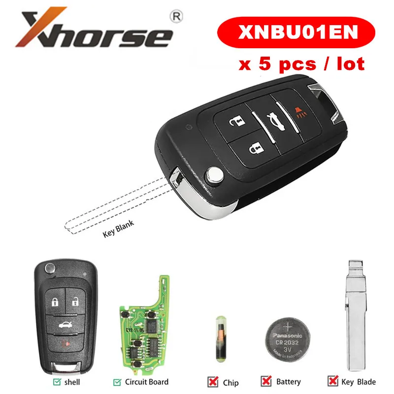 Беспроводной дистанционный ключ XHORSE XNBU01EN для Buick Flip с 4 кнопками английская