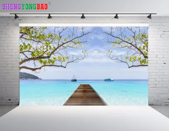 

SHENGYONGBAO Vinyl Digital Printed Photography Backdrops beach theme Prop Photo Studio Background JUT-1737