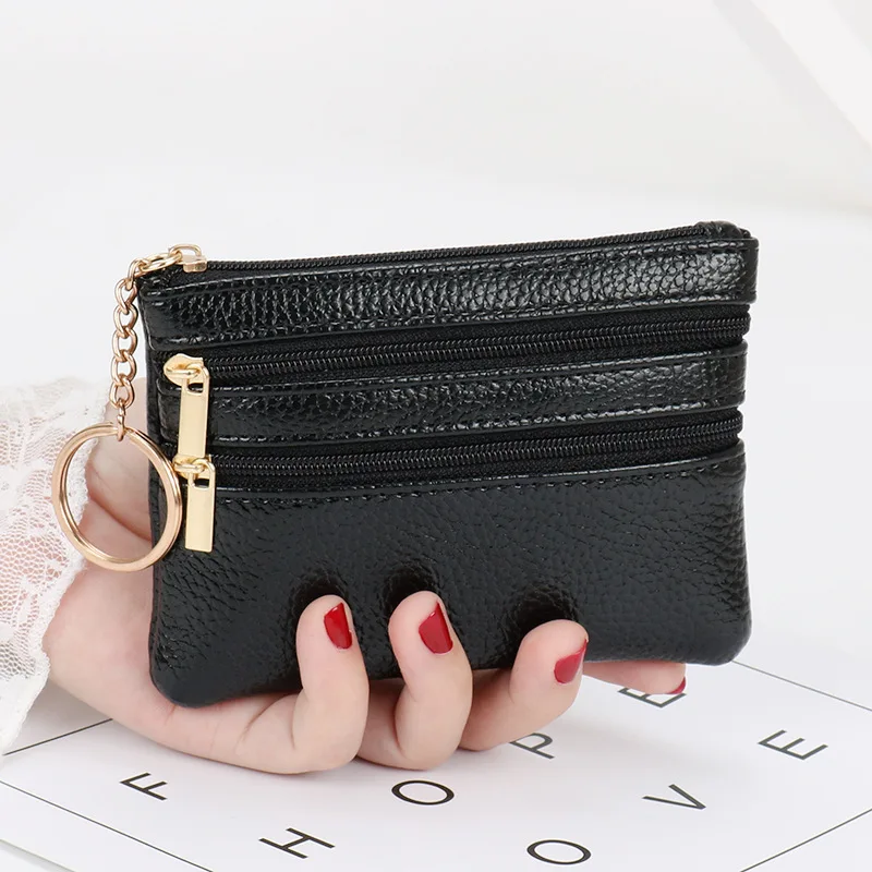 Fashion Women Wallet Clutch Three Zip Female Short Small Coin Purse New Brand Design Soft Mini Card Holder Wallet Money Bag