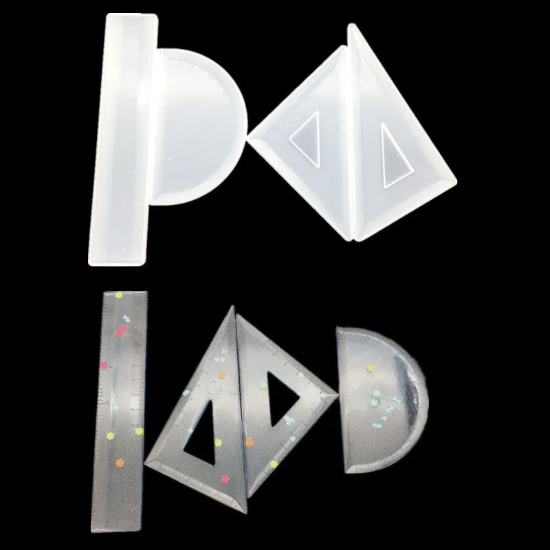 

2020 New 1PCS Button Craft DIY Transparent UV Scale Ruler Stationery Resin Liquid Silicone Combination Molds for Making Jewelry
