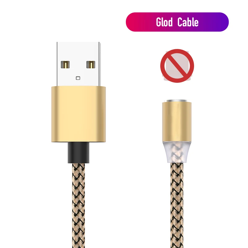 Only Gold Cable 1 м светодиодный магнитный USB кабель для iPhone Xs Max и usb type-C кабель Micro USB кабель для samsung Xiaomi huawei USB C адаптер - Цвет: Only Gold Cable