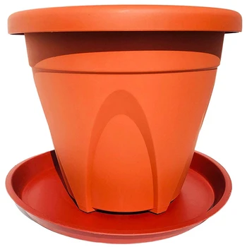 

10 Pack(14 Inch) Plant Saucers Terra Cotta Flower Pot Tray Excellent for Indoor & Outdoor Plants with 10 Plant Tags