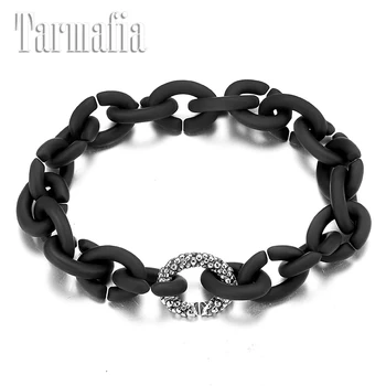 

Hot Fashion New Women Twist shape beads Bracelets Charm Black Rubber x Bracelet For Women Fine Jewelry Gift