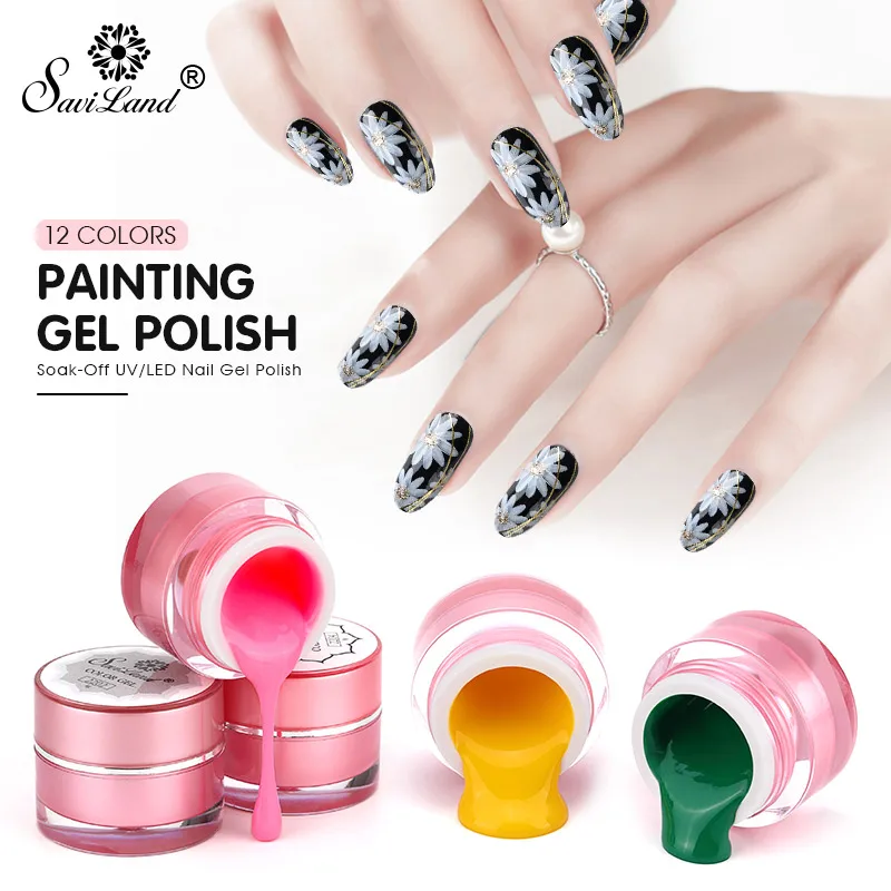 

SAVILAND 12 Color Gel UV Gel Polish Paint Glitter Pure Nail Gel Lacquer Soak Off Long Lasting Nail Art Design Gel Nail Varnish