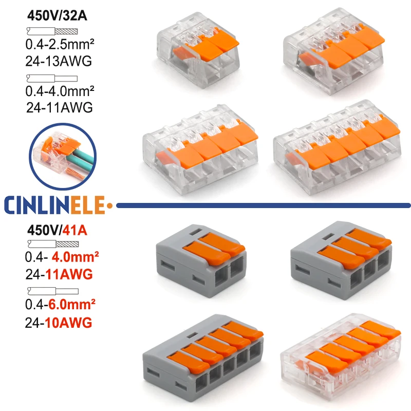 0.4-6.0mm 30/50/100 pieces and SET mini quick universal wire connector for easy and quick wiring of car and solar terminals