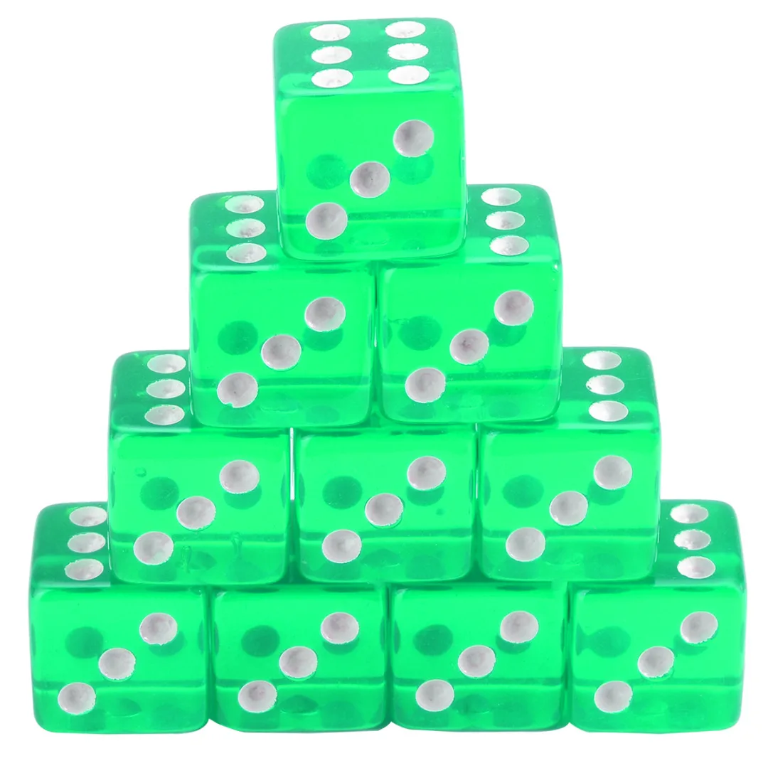 10pcs 16mm 8 Colors Acrylic Transparent Straight Corner Dice Portable Role Playing Game Poker Outdoor Dice Funny Clear Dices