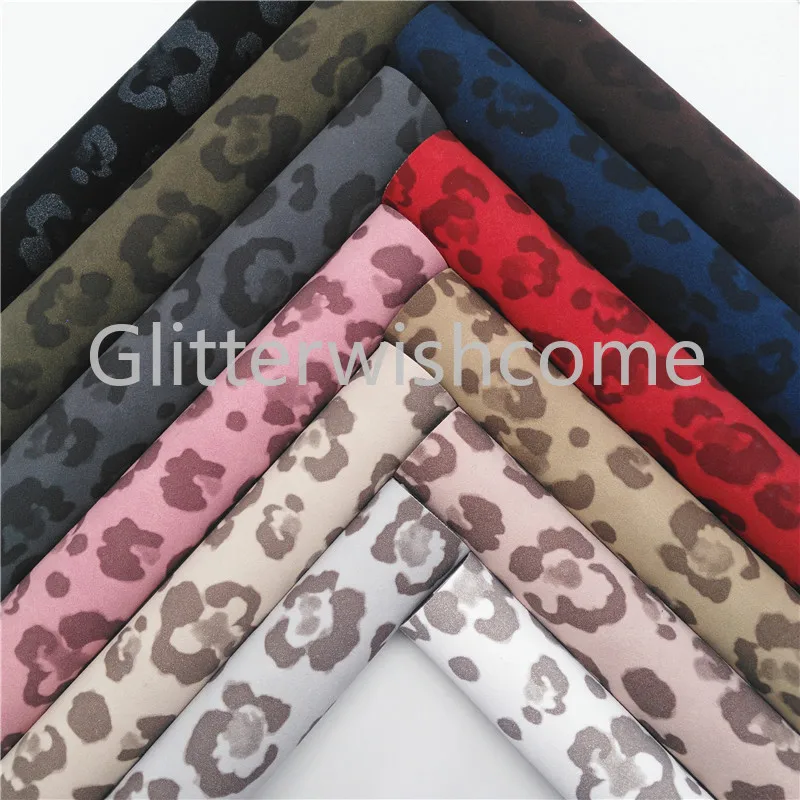 Glitterwishcome 21X29 см A4 размер винил для бантов леопардовая печать замша искусственная