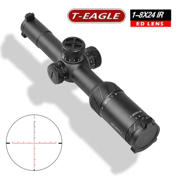 TEAGLE-mira telescópica ED 1-8x24 IR Lange para caza, visor óptico táctico, mira para Rifle roja, ajuste 30 -06 308 AR1