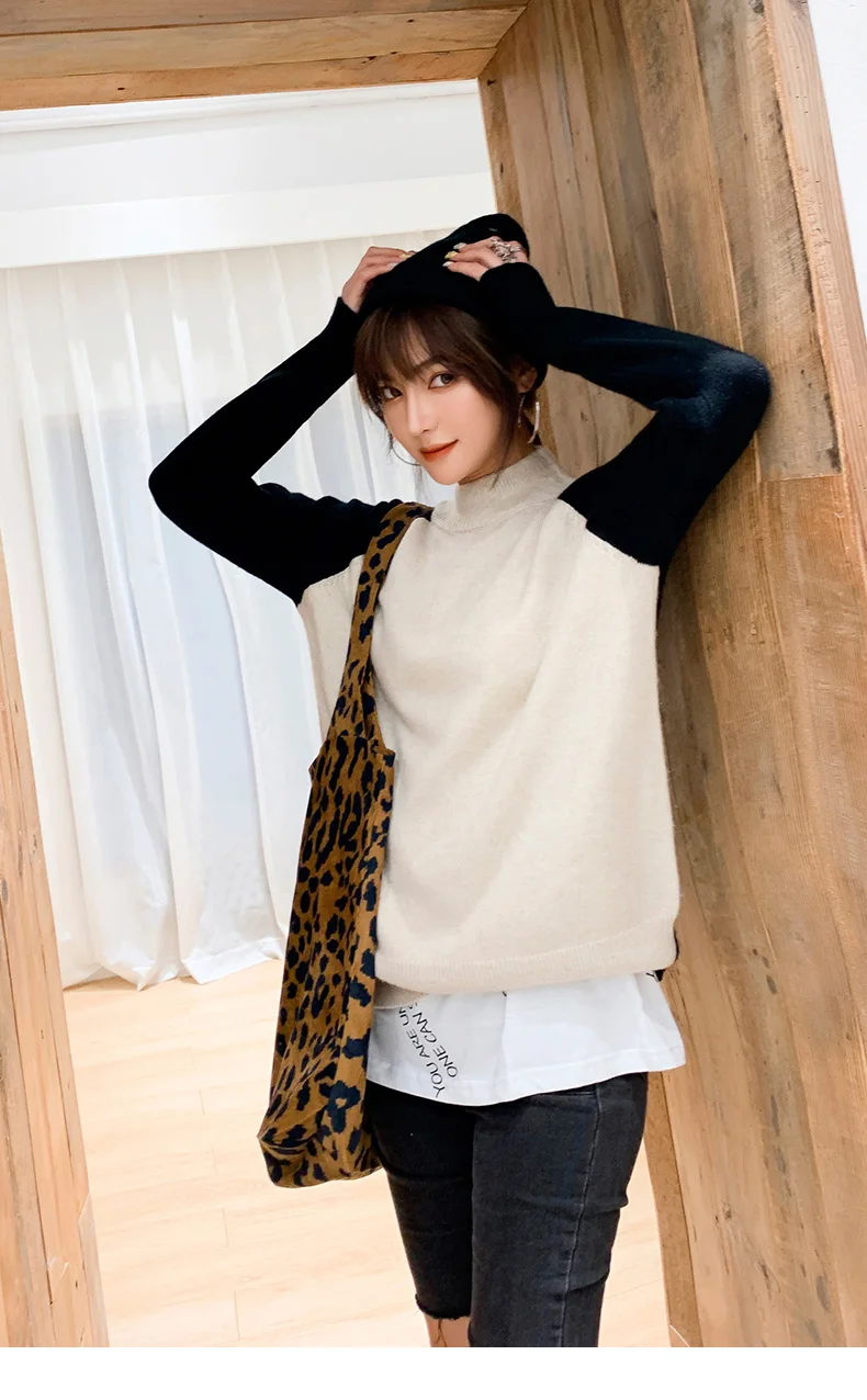 BELIARST осень и зима полувысокий круглый вырез кашемировый свитер женский большой размер свободный пуловер рубашка
